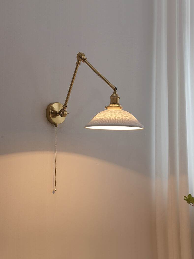 Taavita Swing Arm Wall Lamp with Copper Long Arm - Ceramic Swing Arm Wall Lamp