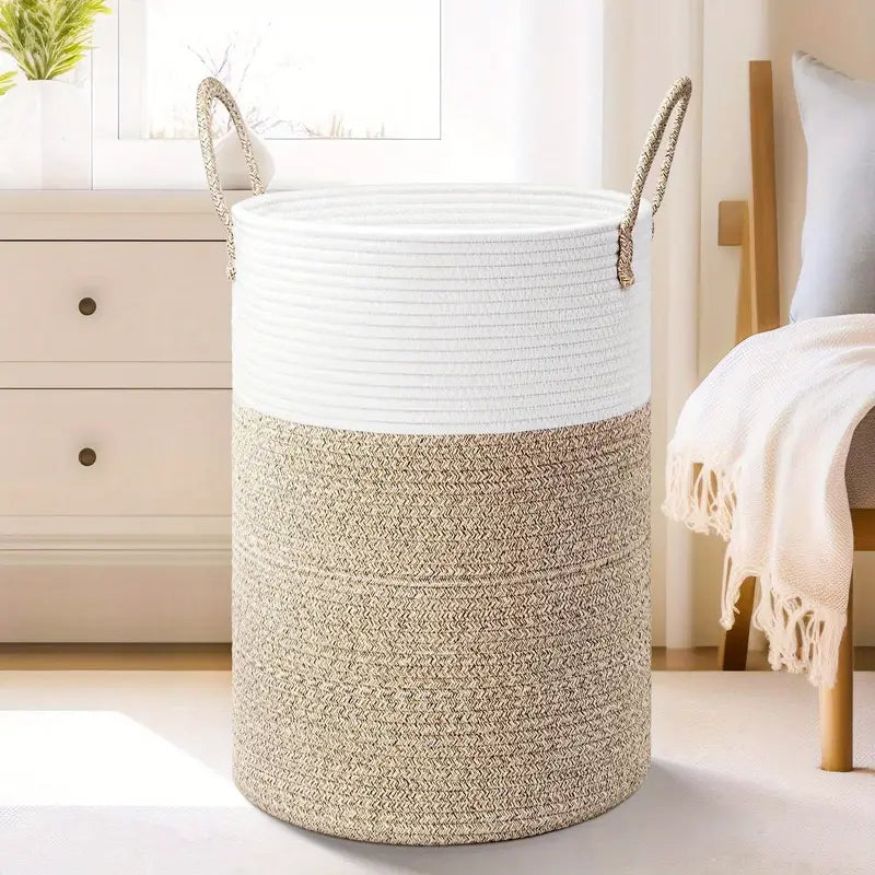 Taavita - Foldable Storage Basket Made of Cotton Rope for Laundry, Toys, and Blankets - Stylish and Multifunctional!