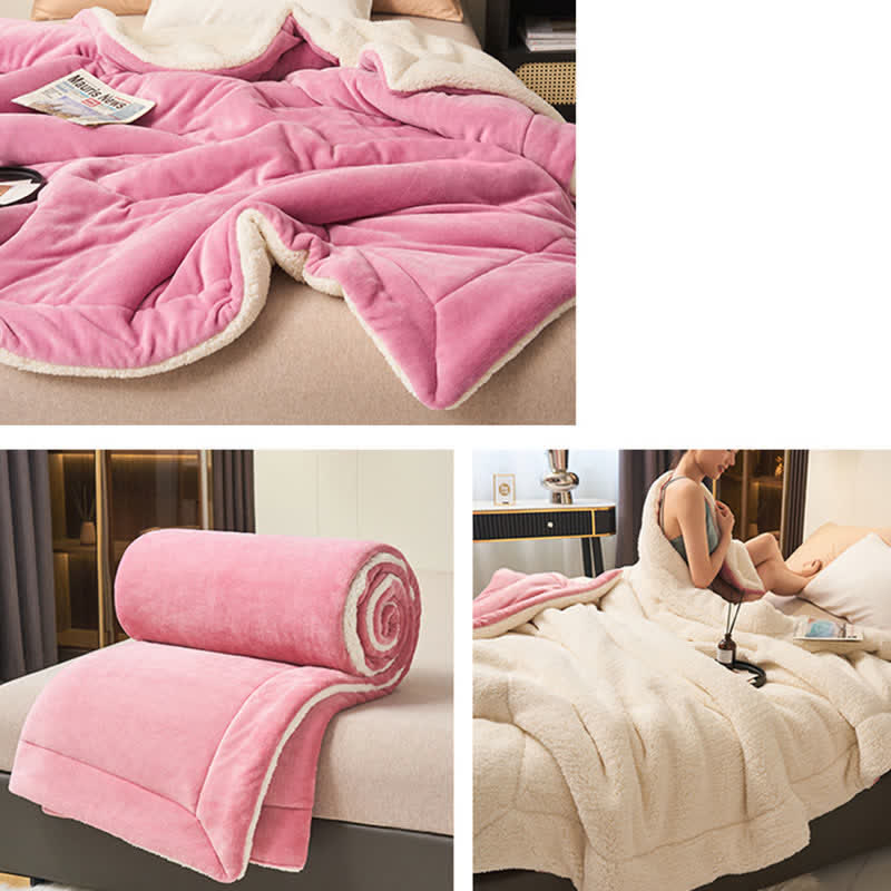 Taavita Plush Velvet Blanket – Double Layered, Solid Color