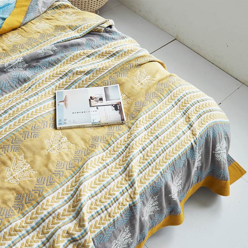 Cotton Blanket with Wheat Pattern