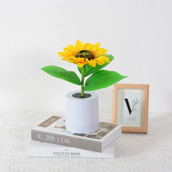 Shimmering Sunflower Lamp | Nature-Inspired Floral LED Table Light | USB Rechargeable | Elegant Decor