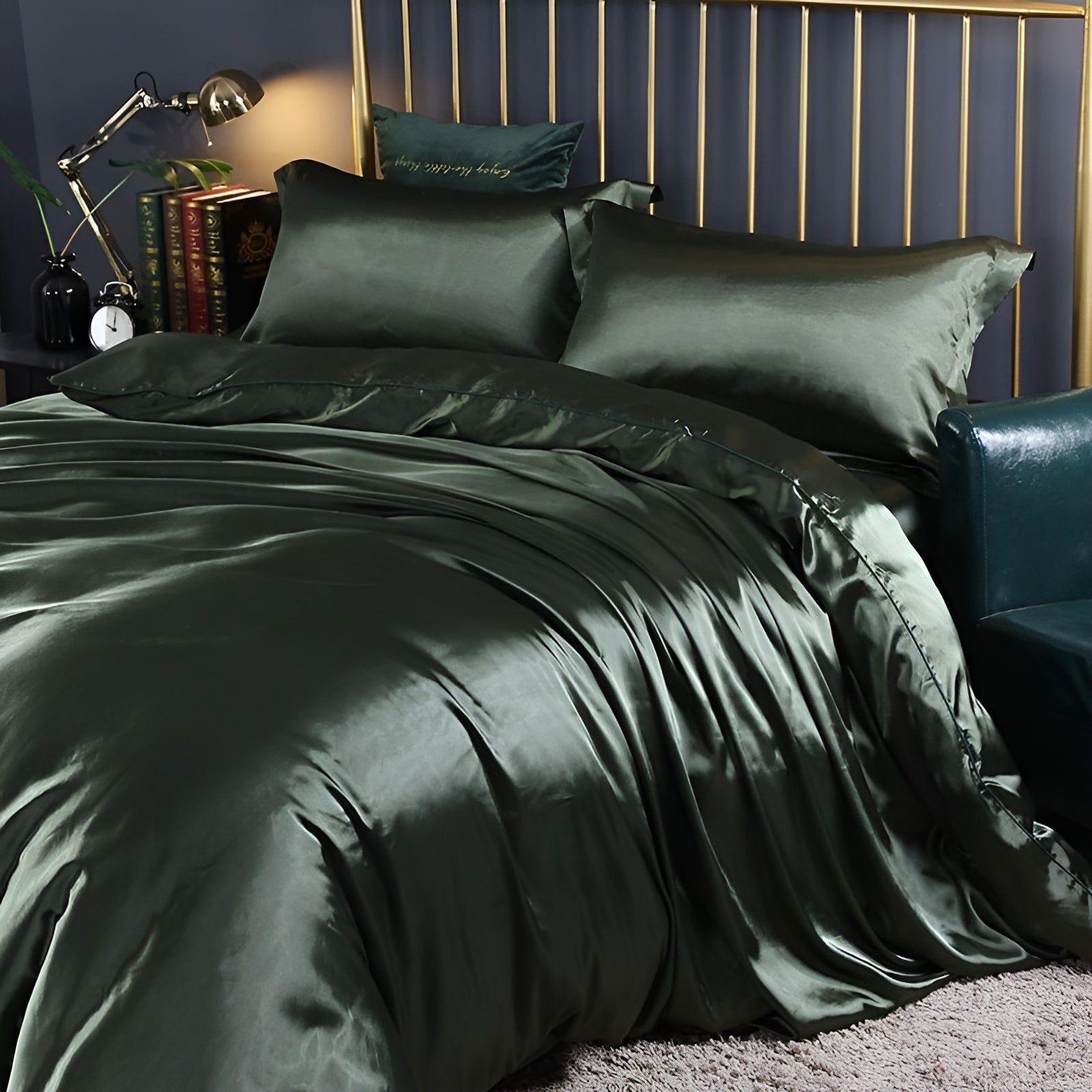 Taavita Bedding - Luxurious Satin Duvet Set (1 Flat Sheet + 1 Duvet Cover + 2 Pillowcases)