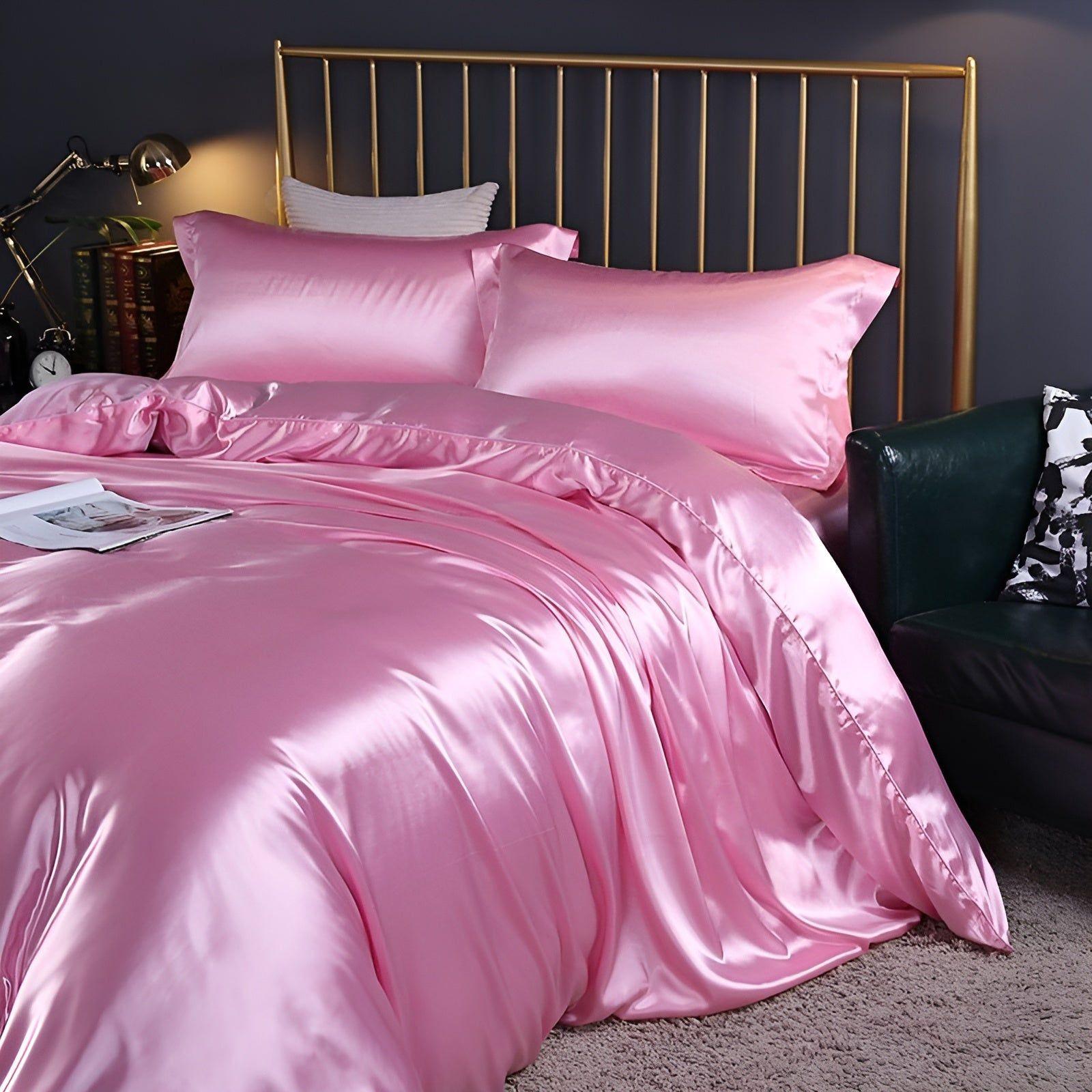 Taavita Bedding - Luxurious Satin Duvet Set (1 Flat Sheet + 1 Duvet Cover + 2 Pillowcases)