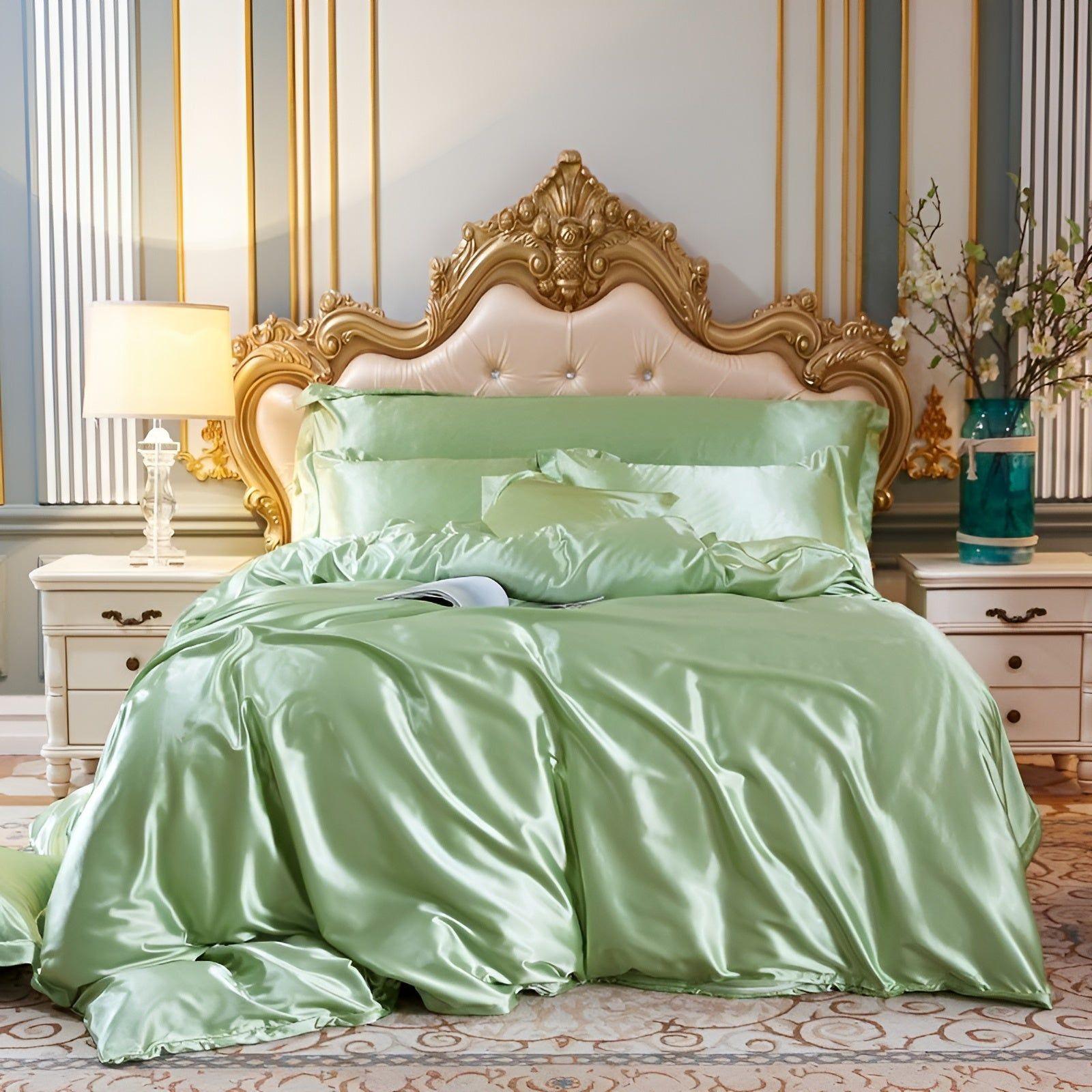 Taavita Bedding - Luxurious Satin Duvet Set (1 Flat Sheet + 1 Duvet Cover + 2 Pillowcases)