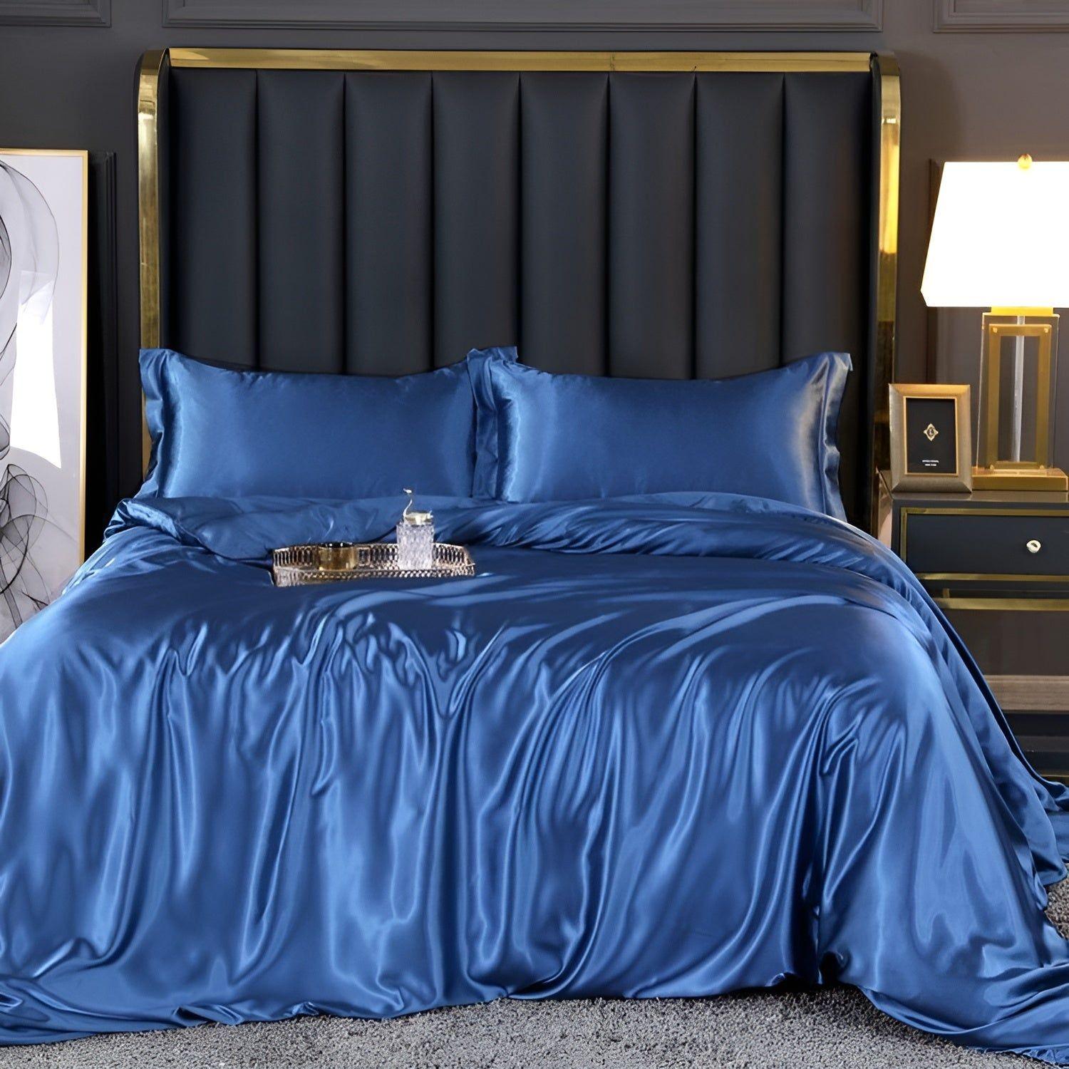 Taavita Bedding - Luxurious Satin Duvet Set (1 Flat Sheet + 1 Duvet Cover + 2 Pillowcases)