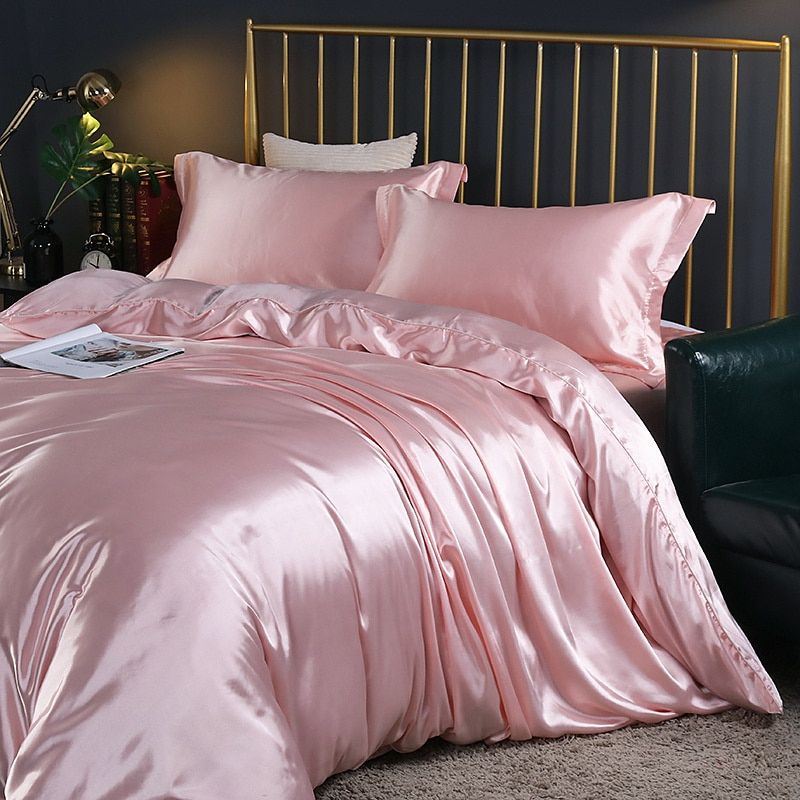 Taavita set (4 pieces) silk/satin bedding duvet cover - 2x pillowcase - sheet