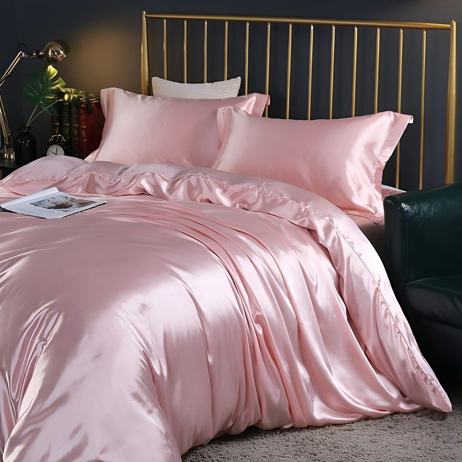 Taavita Bedding - Luxurious Satin Duvet Set (1 Flat Sheet + 1 Duvet Cover + 2 Pillowcases)