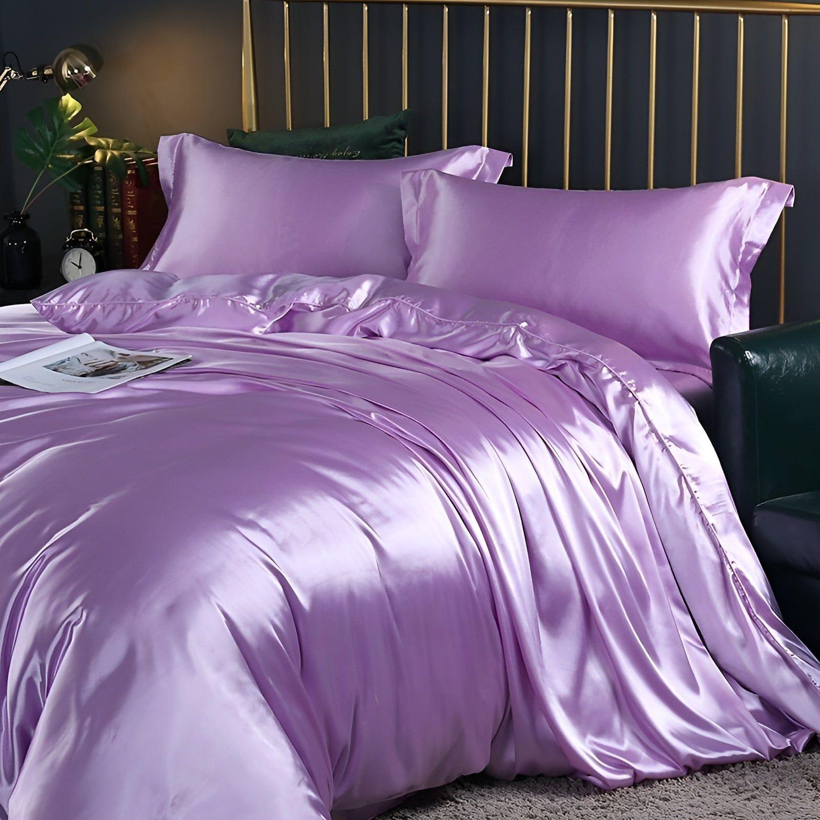 Taavita Bedding - Luxurious Satin Duvet Set (1 Flat Sheet + 1 Duvet Cover + 2 Pillowcases)