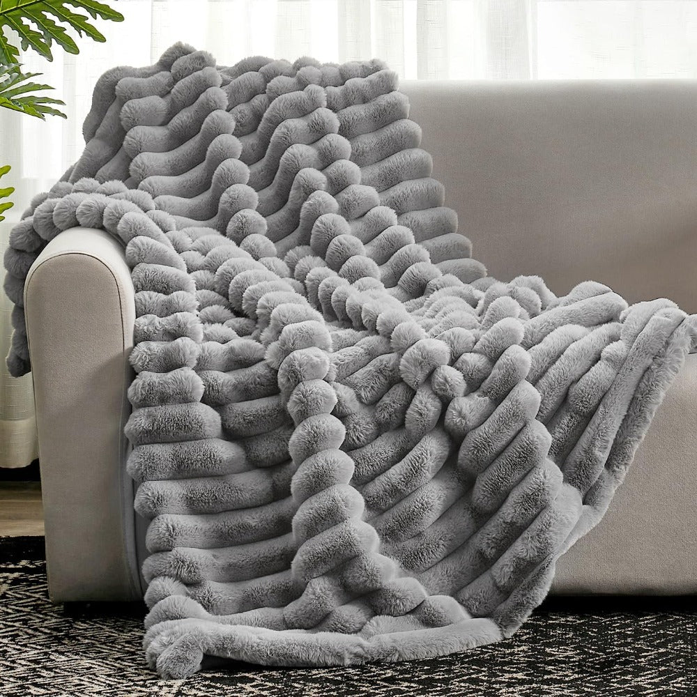 Plush Cloud Nine Striped Throw Blanket