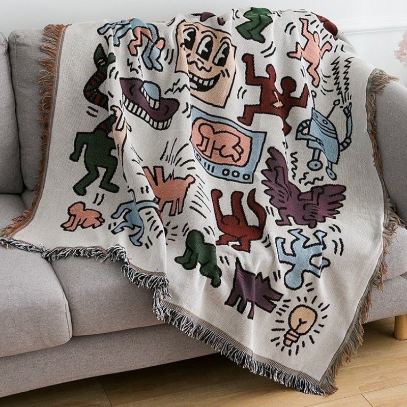 Taavita Puzzle Knitted Blanket – Modern Artistic Elegance for Culturally Conscious Interiors