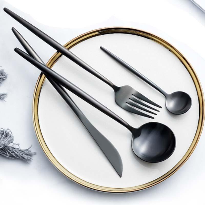 Maison Collection flatware set in enduring black finish, crafted from premium 18/10 stainless steel.