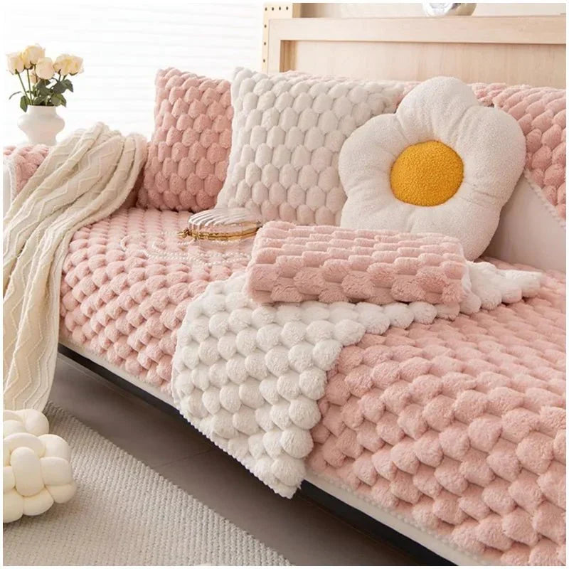 Thick Plush Blanket in Gentle Pastel Shades