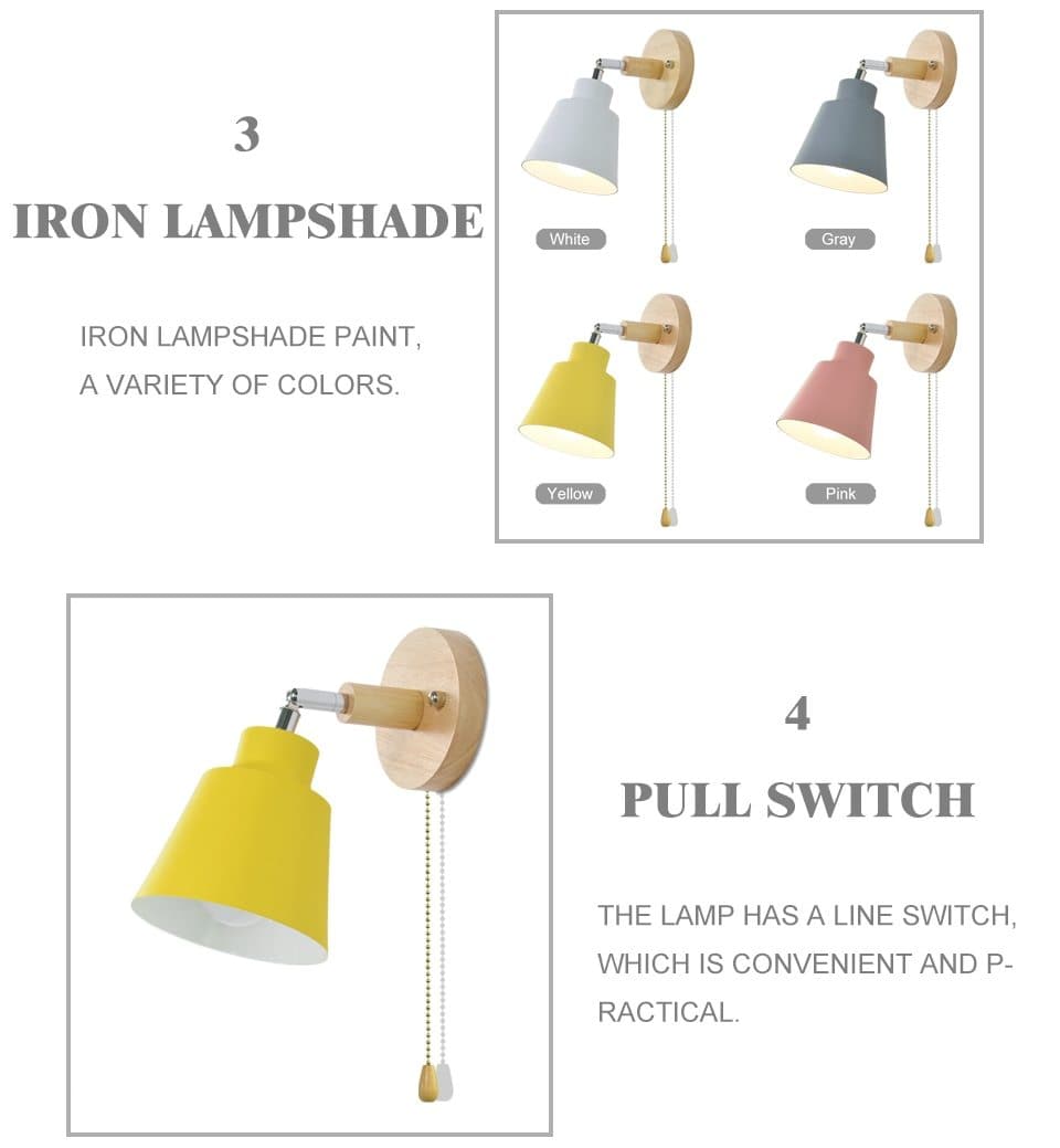 Adjustable Wall Lamp with Pull Chain Switch - Stylish Lighting for Any Space