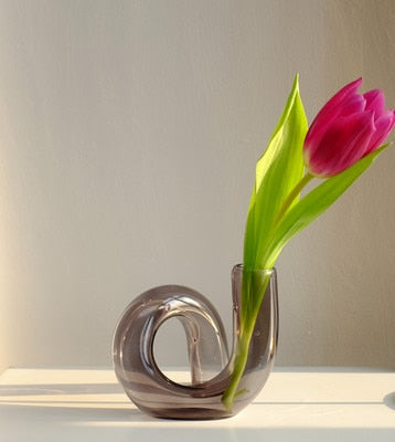 Taavita Hydroponic Vase & Candle Holder - Blown Glass, Beautiful Loop Design