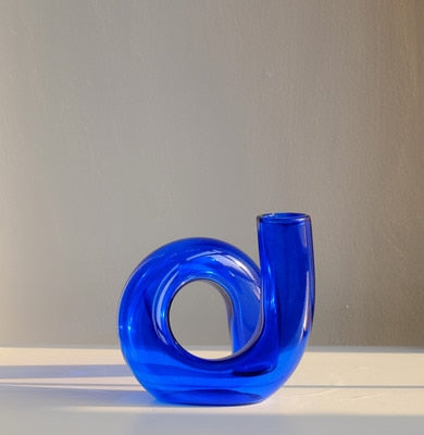 Taavita Hydroponic Vase & Candle Holder - Blown Glass, Beautiful Loop Design