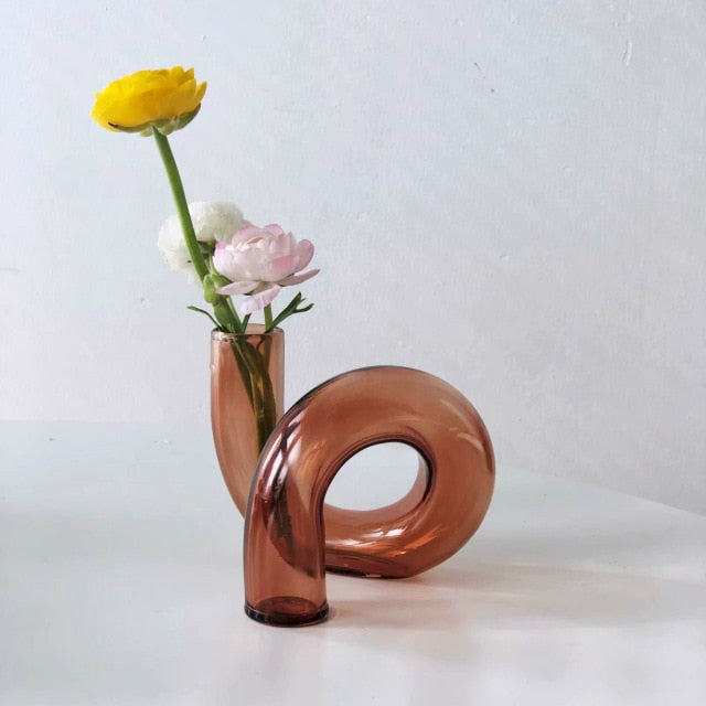 Taavita Hydroponic Vase & Candle Holder - Blown Glass, Beautiful Loop Design