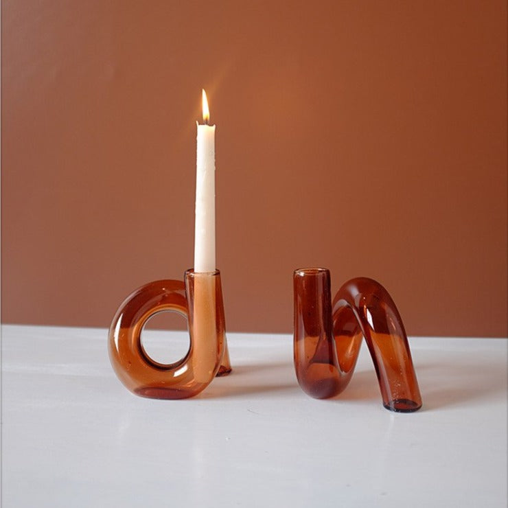 Taavita Hydroponic Vase & Candle Holder - Blown Glass, Beautiful Loop Design