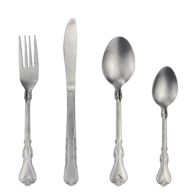 Taavita Antique Vintage Matte 4-Piece Flatware Cutlery Set