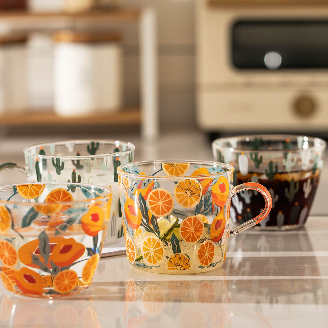 Whimsical Printed Glass Measuring Cups