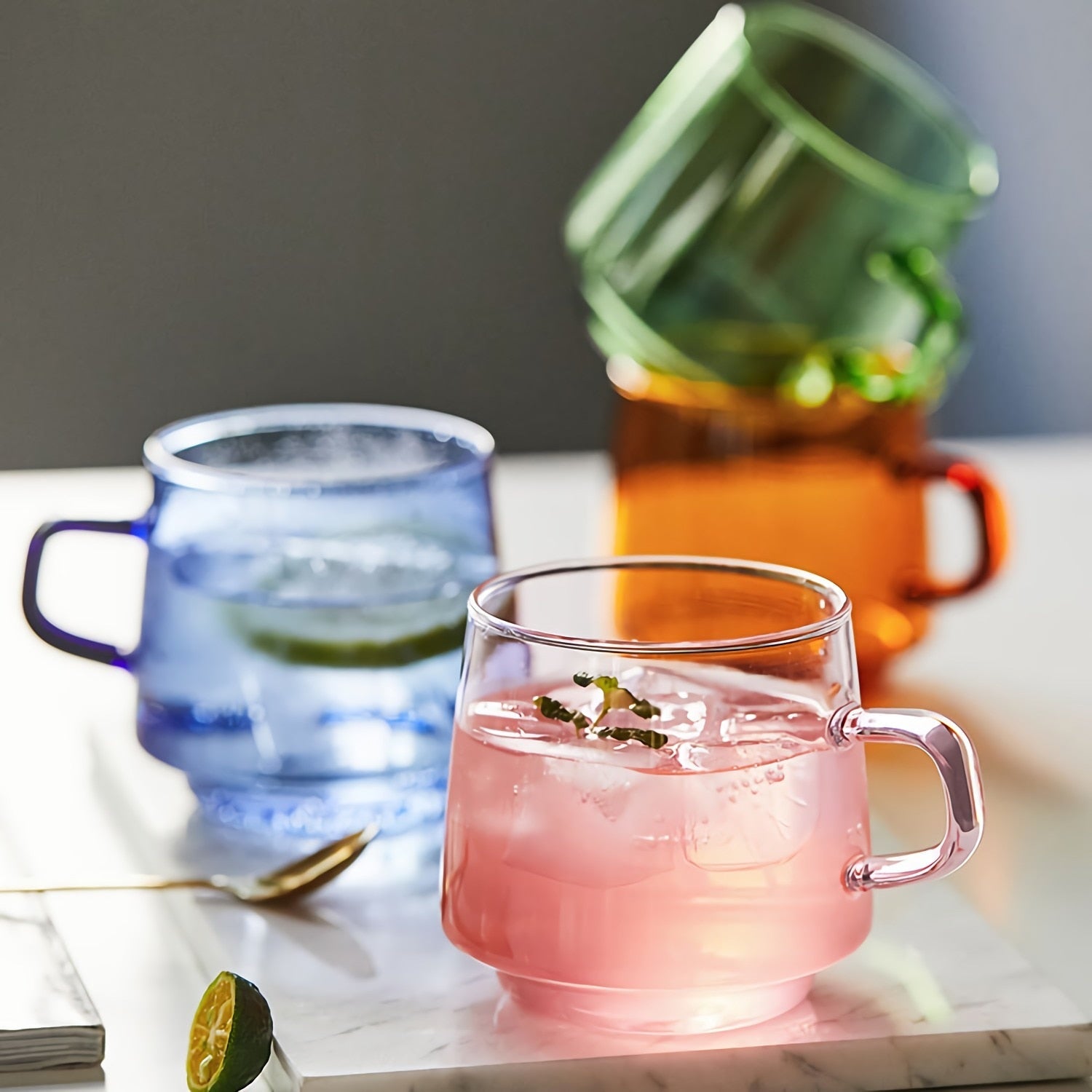 Taavita Colored Glass Tea Cup with Saucer