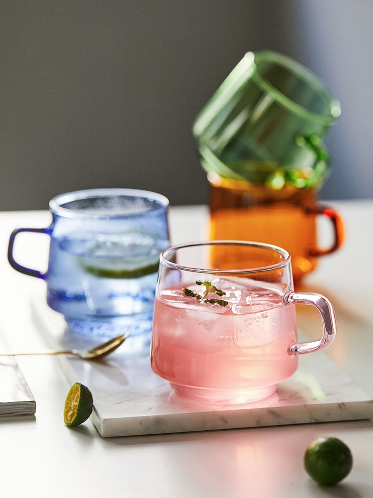 Taavita Colored Glass Tea Cup with Saucer