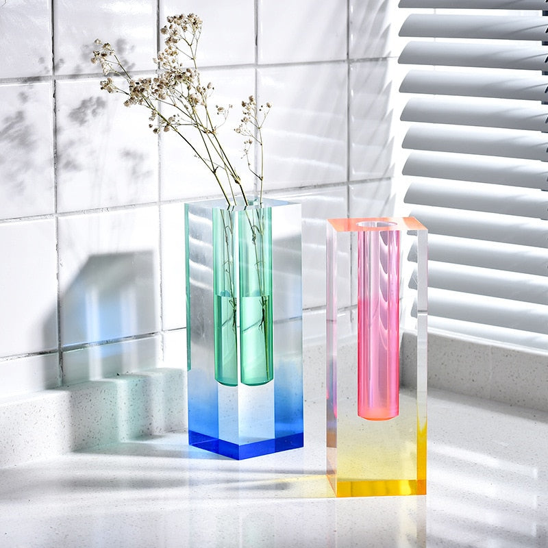 Modern Prism Acrylic Vase & Organizer for Desktop