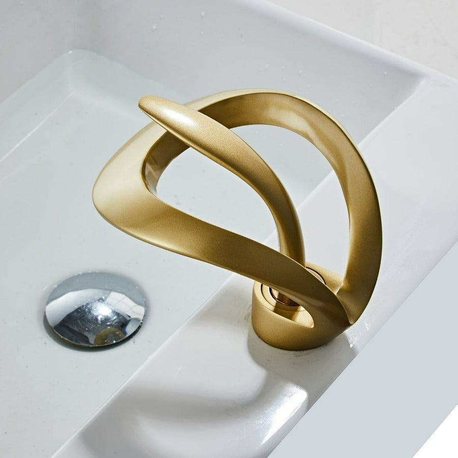 Modern Waterfall Bathroom Faucet in Brushed Gold by Taavita