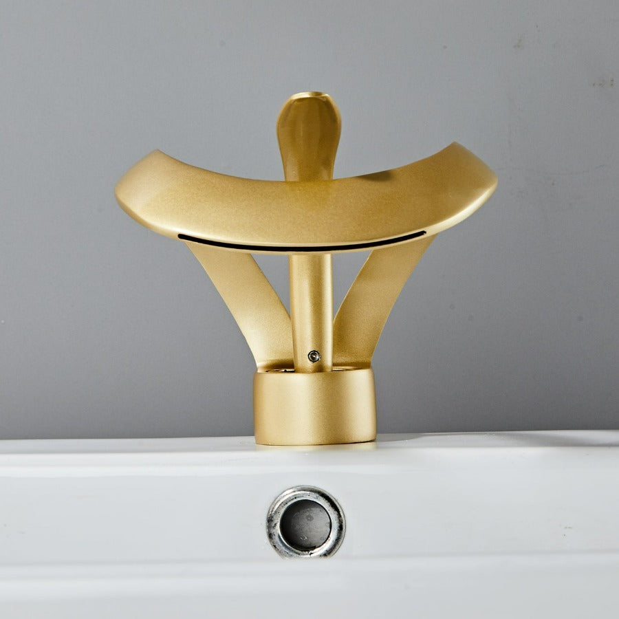 Modern Waterfall Bathroom Faucet in Brushed Gold by Taavita