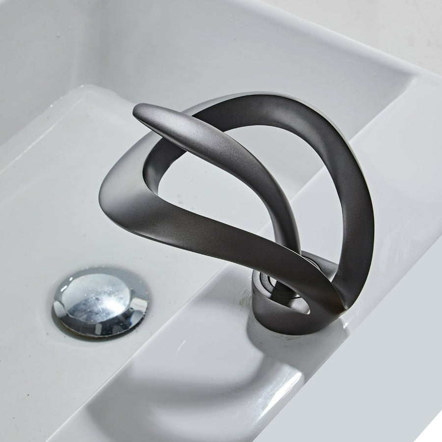 Modern Waterfall Bathroom Faucet in Brushed Gold by Taavita