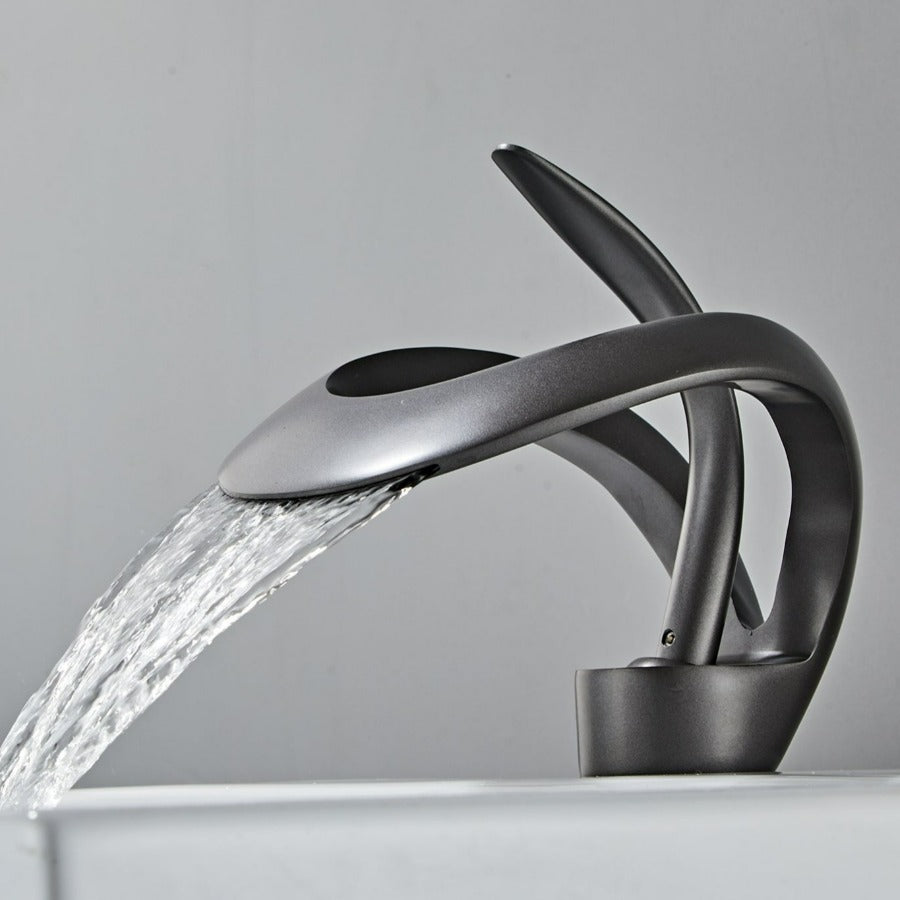 Modern Waterfall Bathroom Faucet in Brushed Gold by Taavita