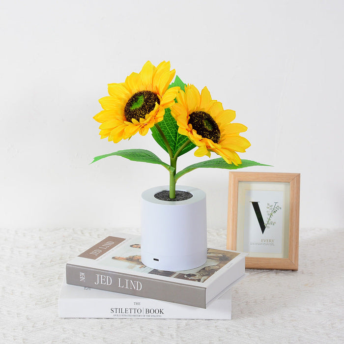 Shimmering Sunflower Lamp | Nature-Inspired Floral LED Table Light | USB Rechargeable | Elegant Decor